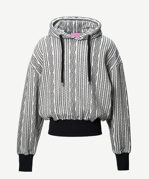 ROPE KNITTING JACQUARD SWEAT HOODIE 詳細画像 BLACK 9