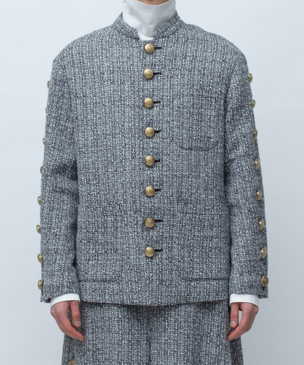 MAO-COLLAR BUTTON JACKET 詳細画像 GRAY 1