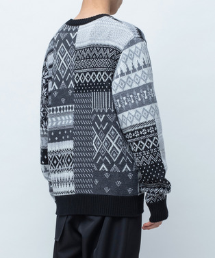 KNIT PATCHWORK JACQUARD PULLOVER 詳細画像