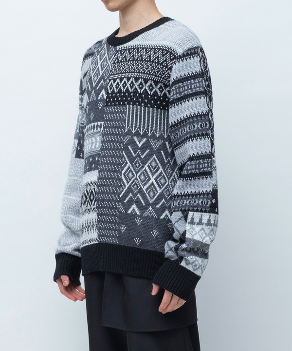 KNIT PATCHWORK JACQUARD PULLOVER 詳細画像 COLORFUL 3