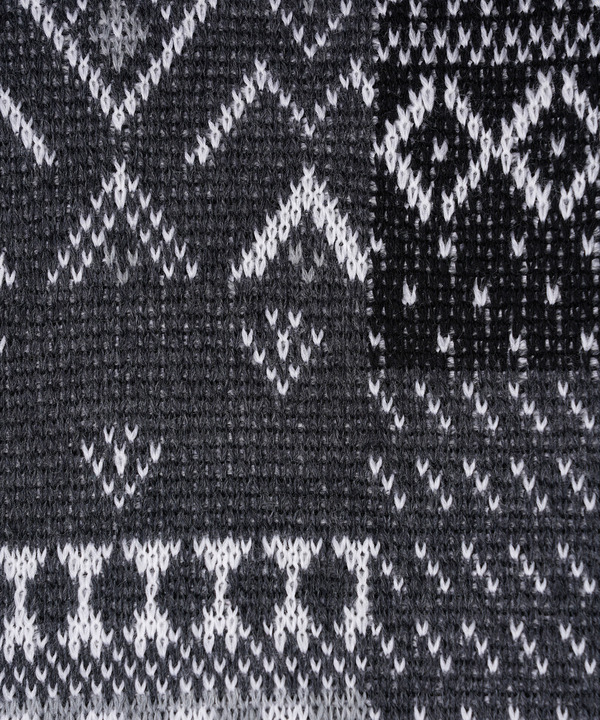 KNIT PATCHWORK JACQUARD PULLOVER 詳細画像 MONOCHROME 8