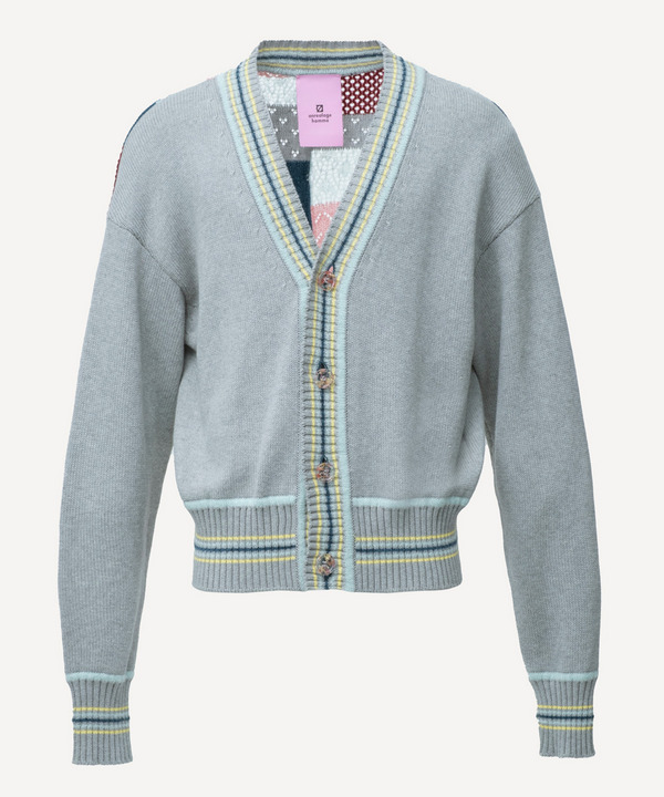 HARUKAHARU PATCHWORK KNIT CARDIGAN 詳細画像 GRAY 6