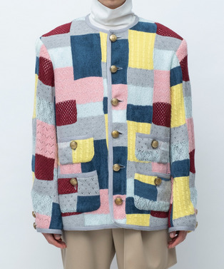 HARUKAHARU PATCHWORK KNIT JACKET