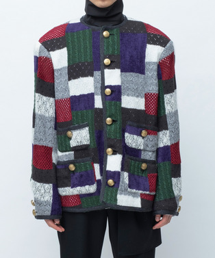 HARUKAHARU PATCHWORK KNIT JACKET 詳細画像