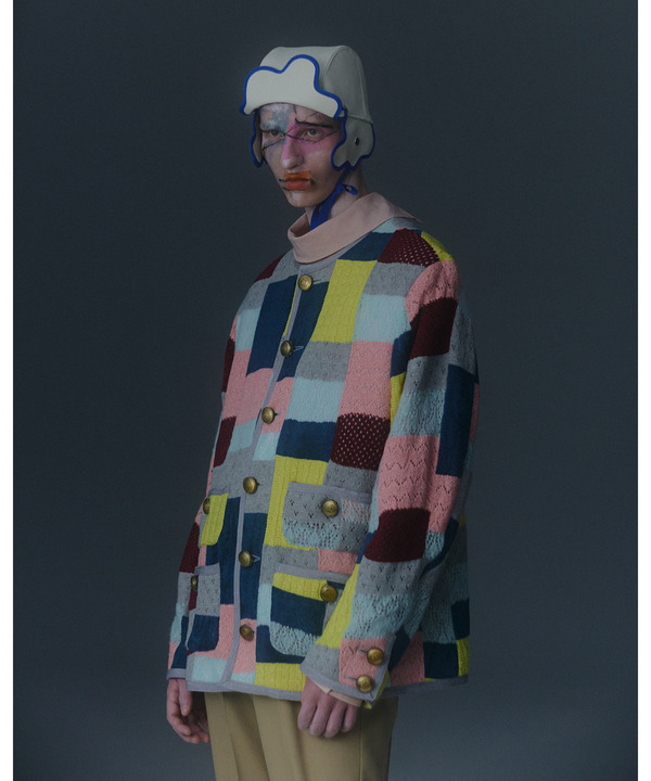 HARUKAHARU PATCHWORK KNIT JACKET 詳細画像 BLACK 13