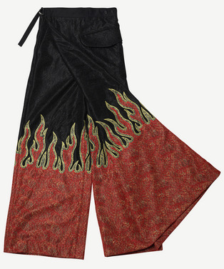 PATCHWORK FIRE LACE WRAP ASYMMETRY PANTS 詳細画像