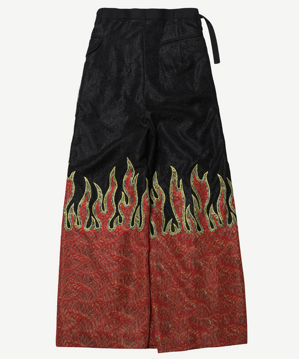PATCHWORK FIRE LACE WRAP ASYMMETRY PANTS 詳細画像 BLACK 2
