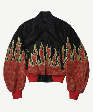 PATCHWORK FIRE LACE BOMBER BLOUSON