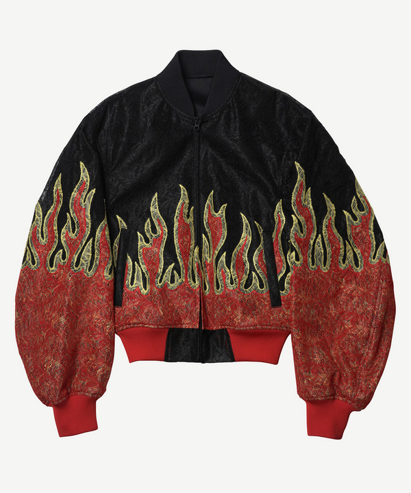 PATCHWORK FIRE LACE BOMBER BLOUSON 詳細画像 BLACK 1