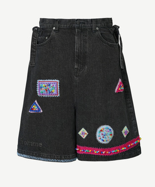 BEADS HAND DRAWING CROPPED DENIM PANTS 詳細画像