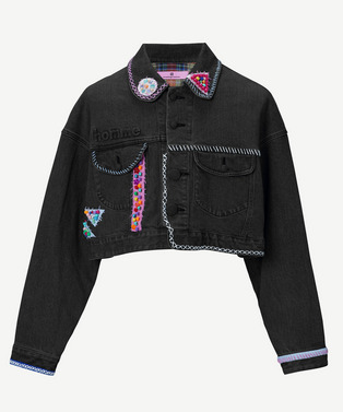 BEADS HAND DRAWING DENIM JACKET