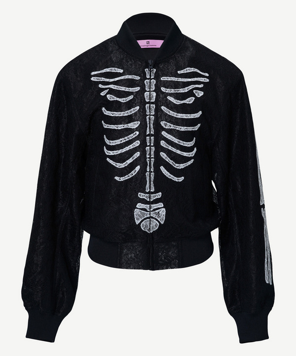 PATCHWORK BONE LACE BOMBER BLOUSON 詳細画像 BLACK 1