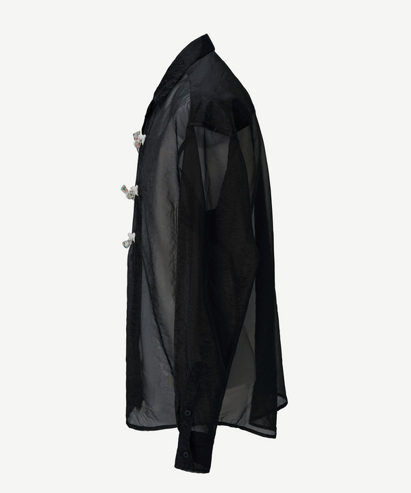 FLOWER TOGGLE ORGANDY SHIRTS 詳細画像 BLACK 2
