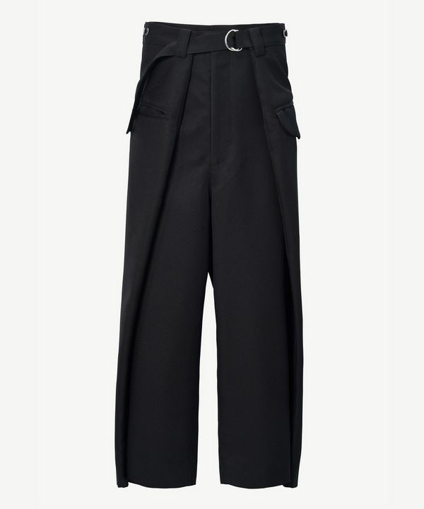 WRAP POLYESTER SLACKS 詳細画像 BLACK 1