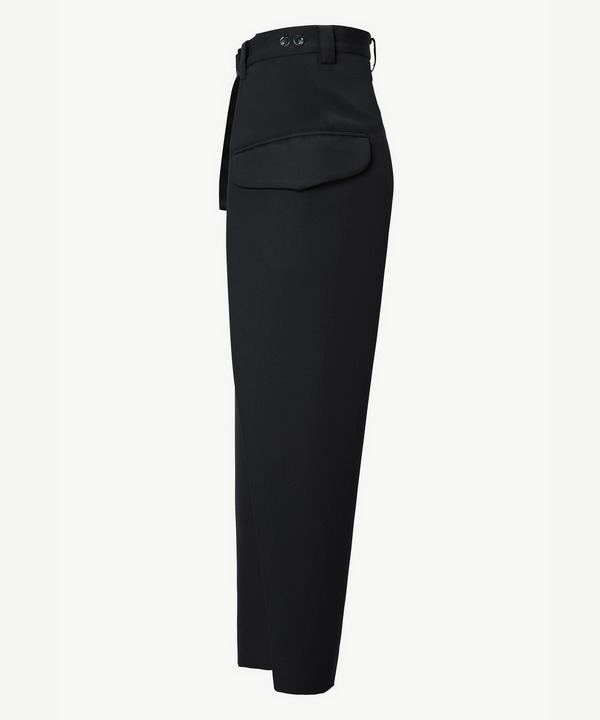 WRAP POLYESTER SLACKS 詳細画像 BLACK 2