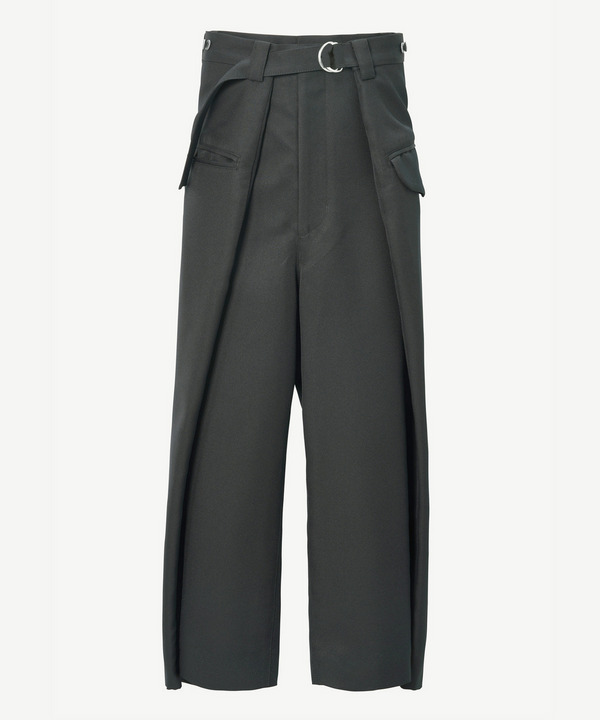 WRAP POLYESTER SLACKS 詳細画像 BLACK 4