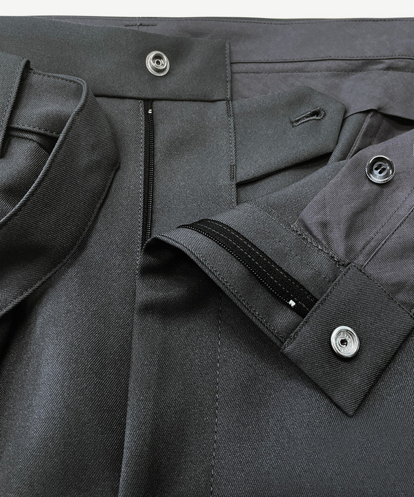 WRAP POLYESTER SLACKS 詳細画像 BLACK 6