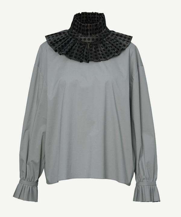RUFFLE COLLAR BLOUSE 詳細画像 GRAY 1