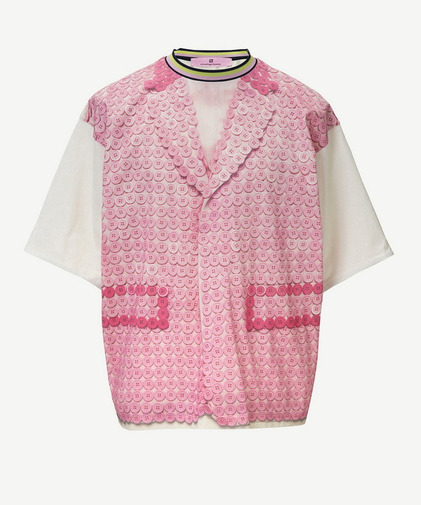 PHOTO GRAPHIC PINK BUTTON T-SHIRT 詳細画像 WHITE 1