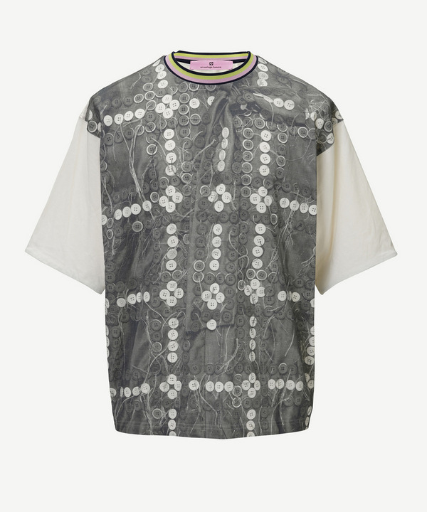 PHOTO GRAPHIC CHECK BUTTON T-SHIRT 詳細画像 WHITE 1