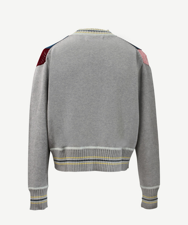 HARUKAHARU PATCHWORK CREW NECK KNIT 詳細画像 GRAY 3