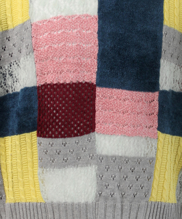 HARUKAHARU PATCHWORK CREW NECK KNIT 詳細画像 GRAY 4