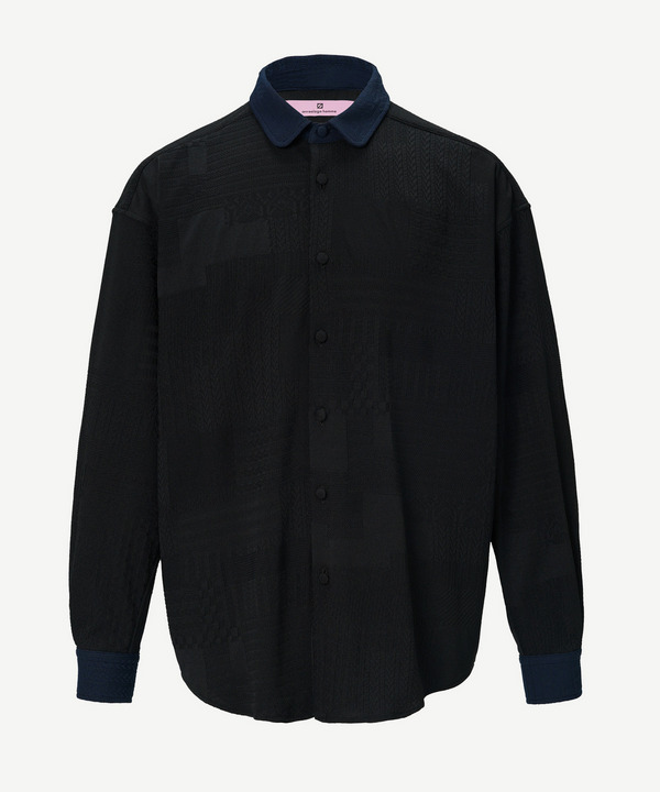 1st anniversary decoration tag jacquard shirt 詳細画像 BLACK 1
