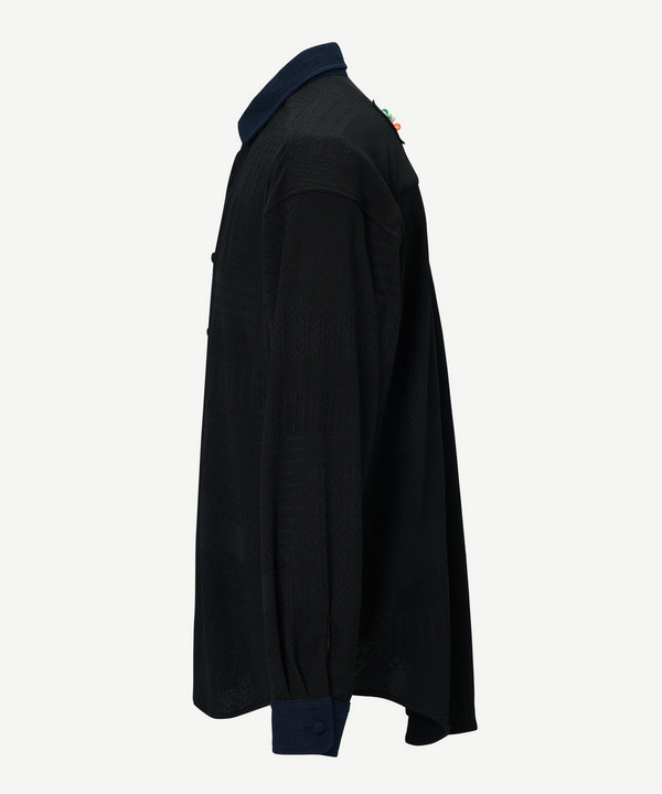 1st anniversary decoration tag jacquard shirt 詳細画像 BLACK 2
