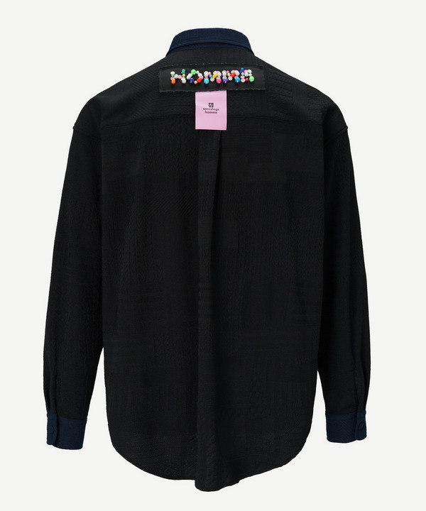 1st anniversary decoration tag jacquard shirt 詳細画像 BLACK 3