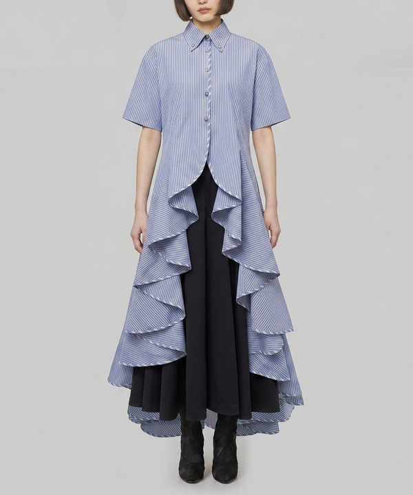 RUFFLED SHIRT DRESS 詳細画像 GREEN 7
