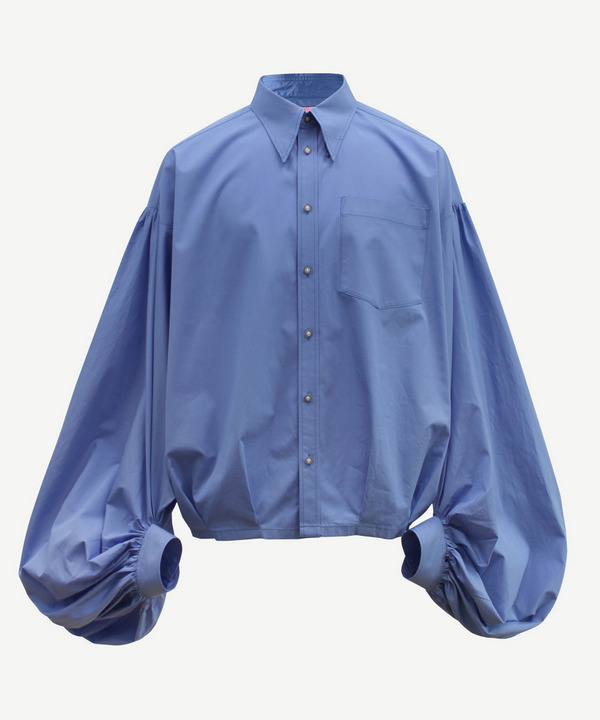 HOMME VOLUME POWER SLEEVE CROPPED SHIRT 詳細画像 SAXE 1