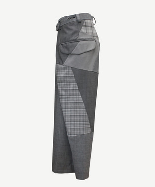 WRAP PATCHWORK POLYESTER SLACKS 詳細画像