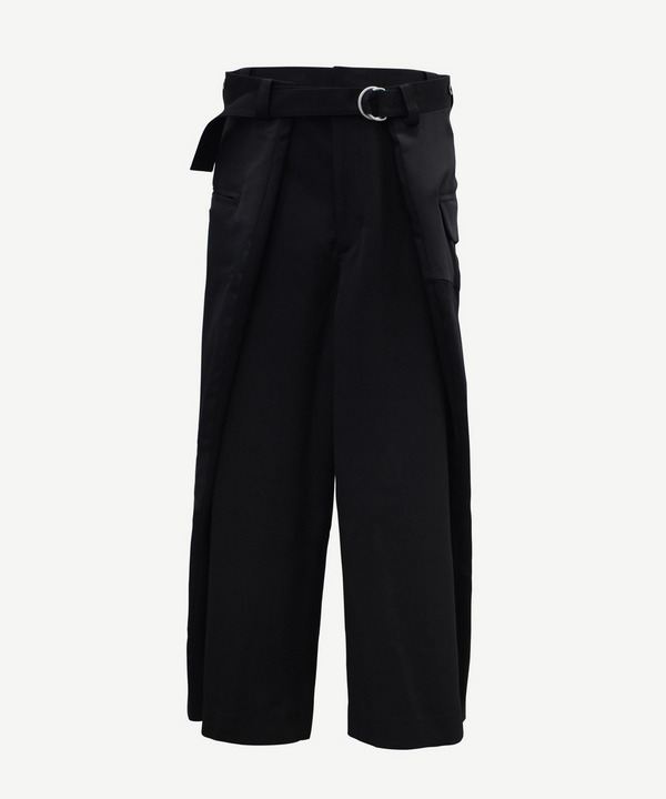WRAP PATCHWORK POLYESTER SLACKS 詳細画像 BLACK 1
