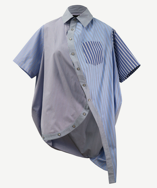 BALL MULTI PATTERN HALF SLEEVE STRIPE SHIRT 詳細画像 L.BLUE 1