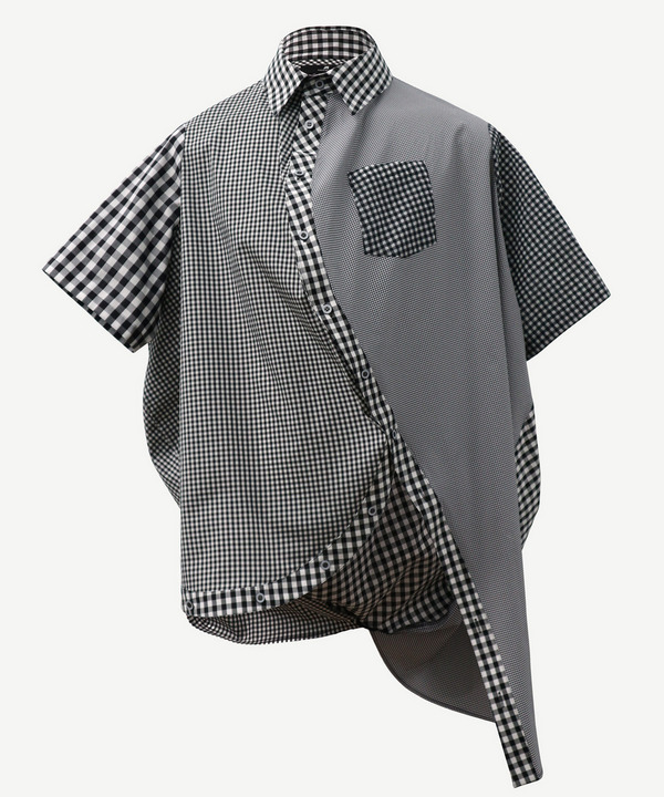 BALL MULTI PATTERN HALF SLEEVE CHECK SHIRT 詳細画像 BLACK 1
