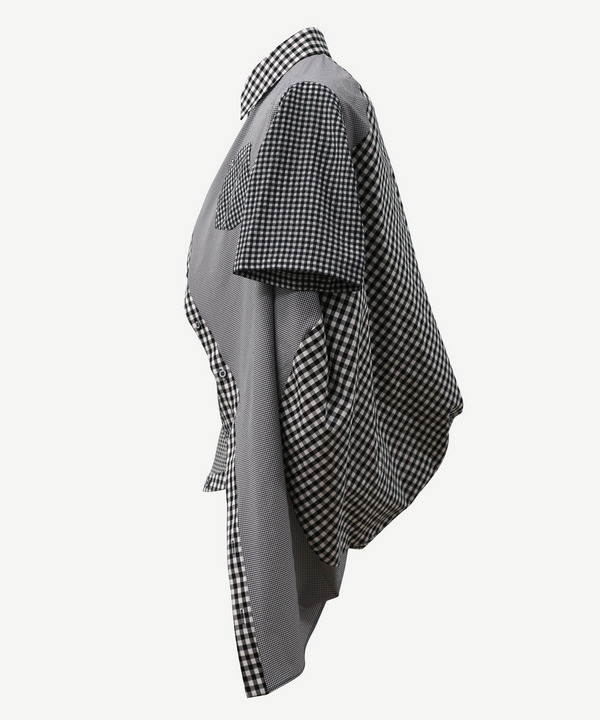 BALL MULTI PATTERN HALF SLEEVE CHECK SHIRT 詳細画像 BLACK 2
