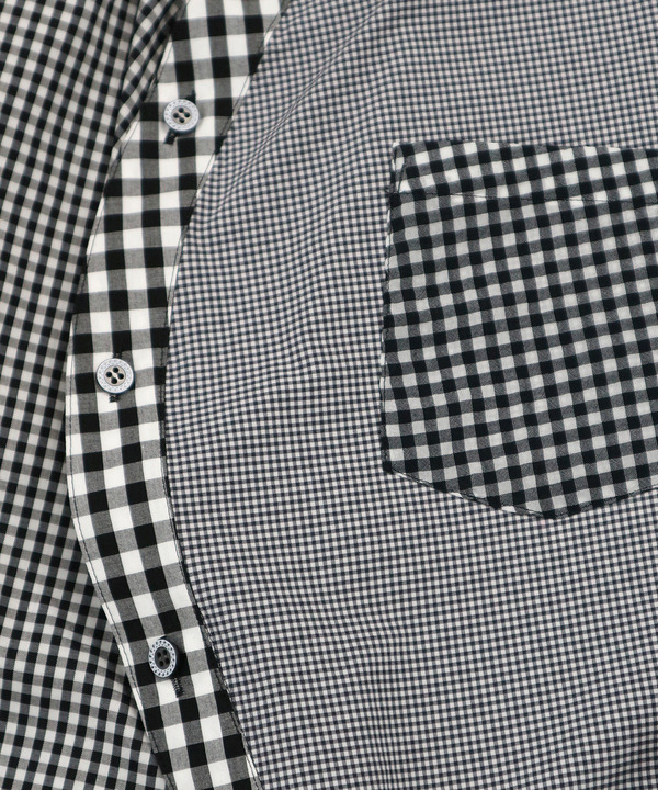 BALL MULTI PATTERN HALF SLEEVE CHECK SHIRT 詳細画像 BLACK 4